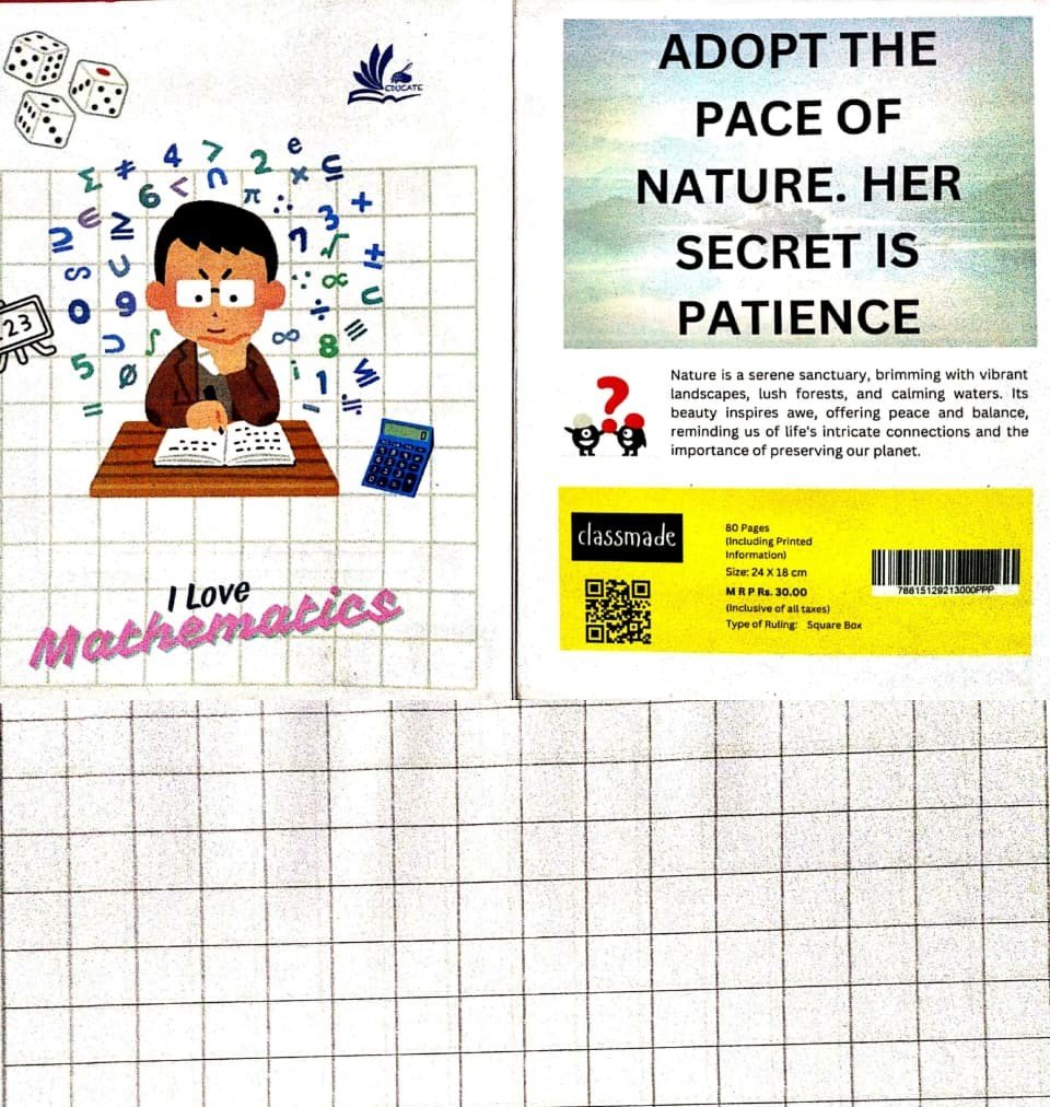 Classmade Premium Square Box Ruled Copy (For Maths) – Size: 24 × 18 cm